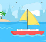 Coloring E book: Boat On Sea