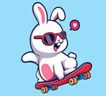 Coloring Ebook: Rabbit Skateboard