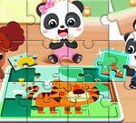 Jigsaw Puzzle: Child Panda Play Jigsaw